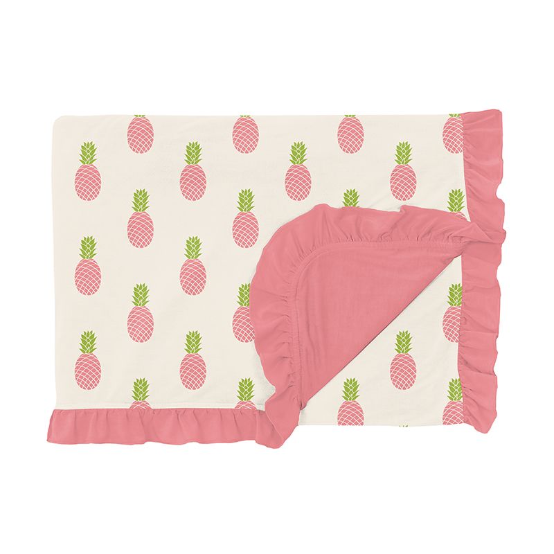 Kickee Pants Ruffle Double Layer Throw Blanket - Strawberry Pineapples