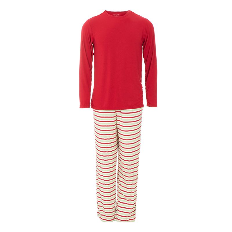 Kickee Pants Men's Print Long Sleeve Pajama Set - 2020 Candy Cane Stripe