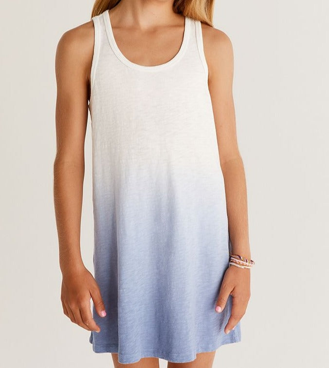 Z Supply Girls Amalfi Dip Dye Dress, Ocean, Large, 100% Cotton