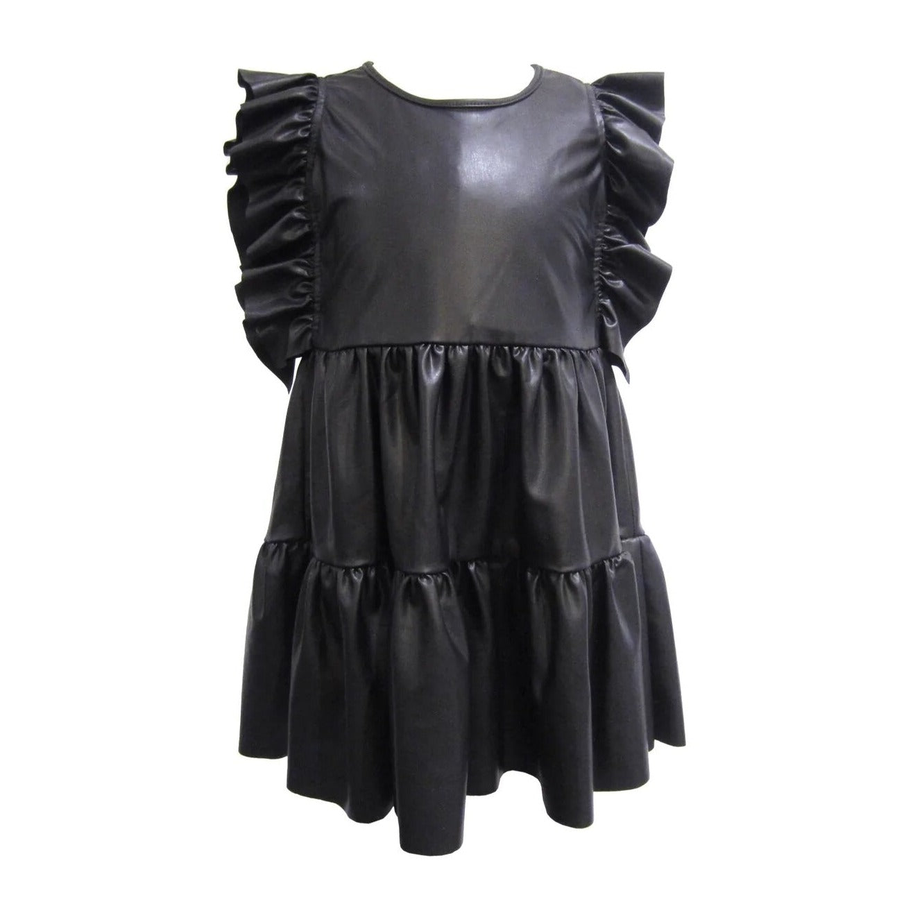 Little Mass Rockin' Pleather Dress - Black 4 Little Mass Rockin' Pleather Dress - Black 4