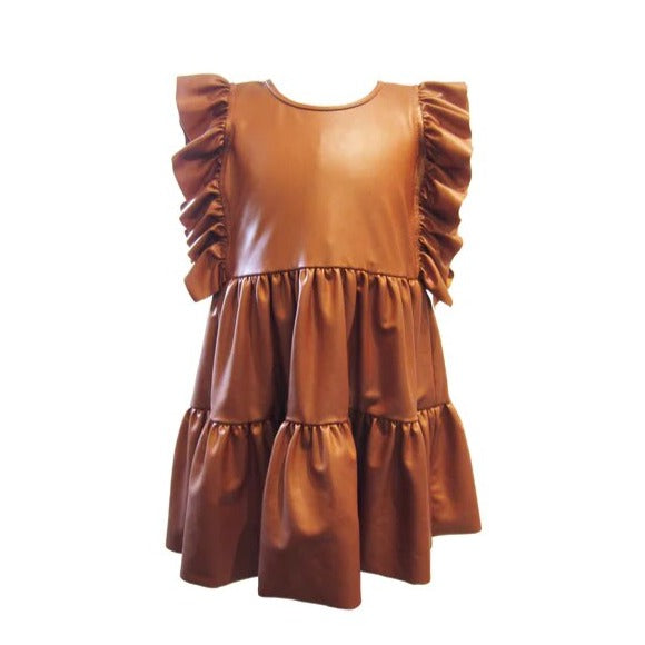 Little Mass Rockin' Pleather Dress - Camel 5