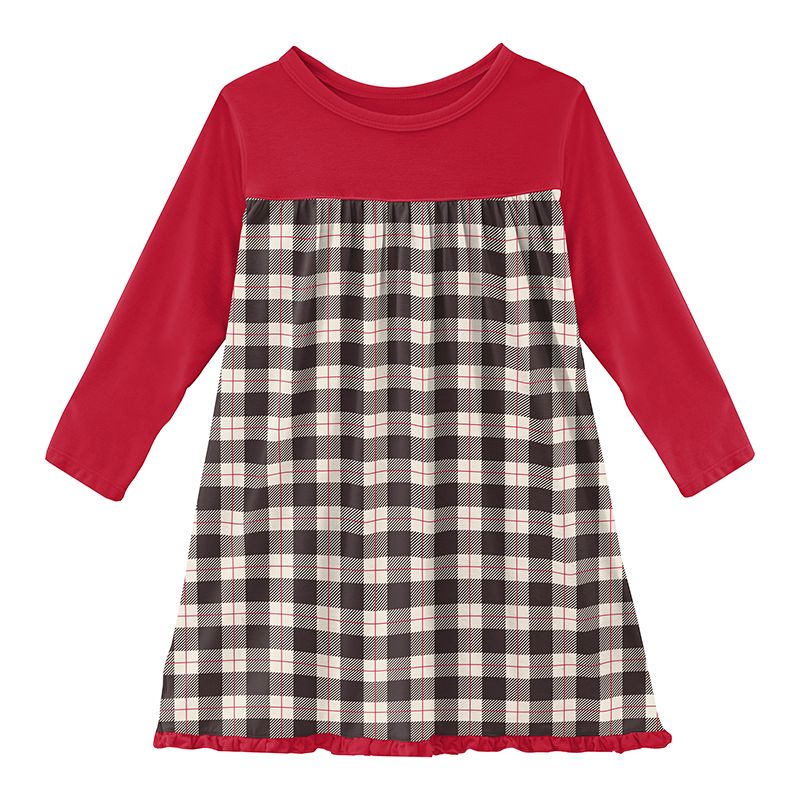 Kickee Classic Swing Dress - Midnight Holiday Plaid 12-18m Kickee Classic Swing Dress - Midnight Holiday Plaid 12-18m