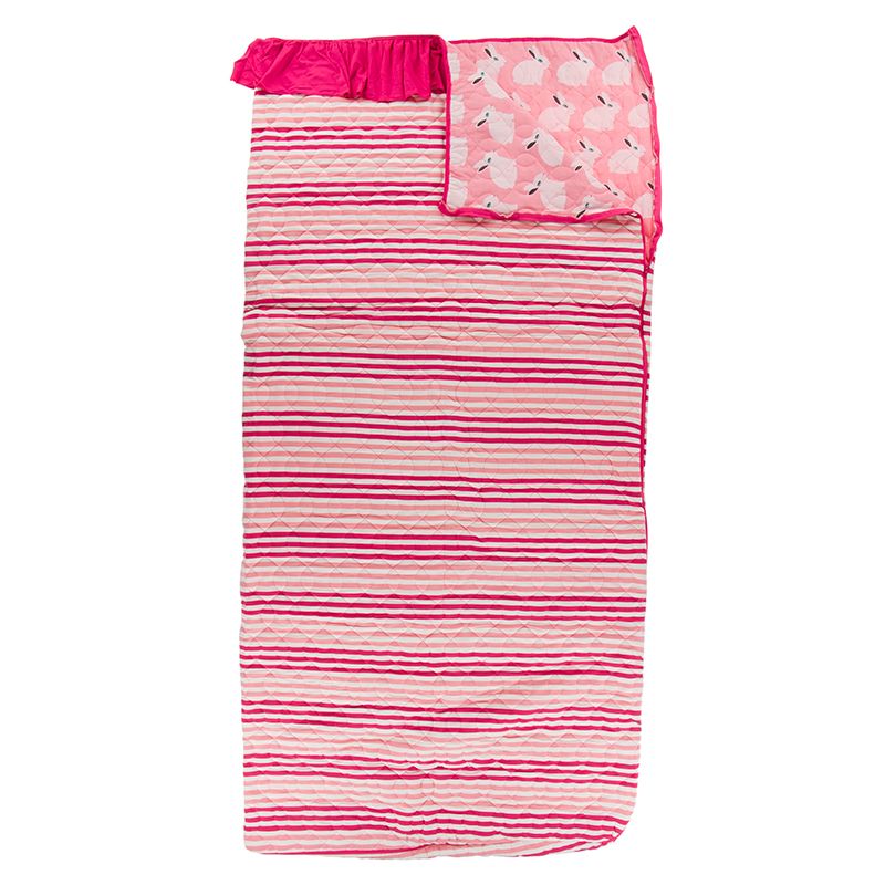 Kickee Pants Quilted Ruffle Sleepover Bag - Forest Fruit Stripe / Strawberry Forest Rabbit