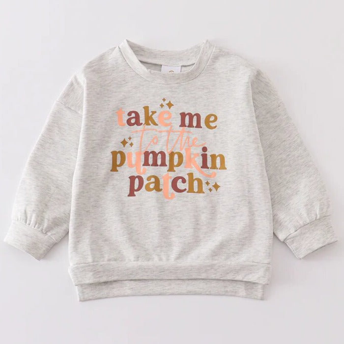 Grey Take Me To The Pumpkin Patch Kids Sweatshirt