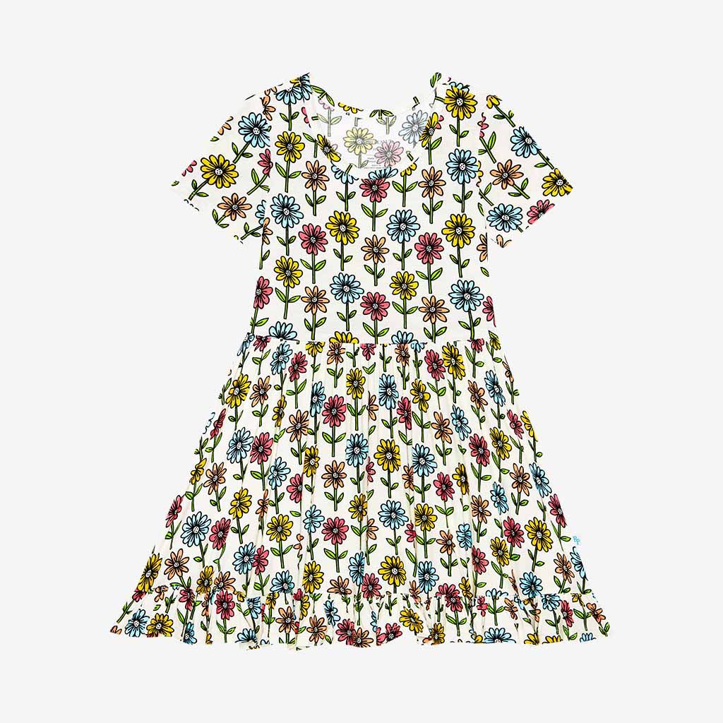 peach colored dresses for womens Posh Peanut Short Sleeve Ruffled Twirl Dress