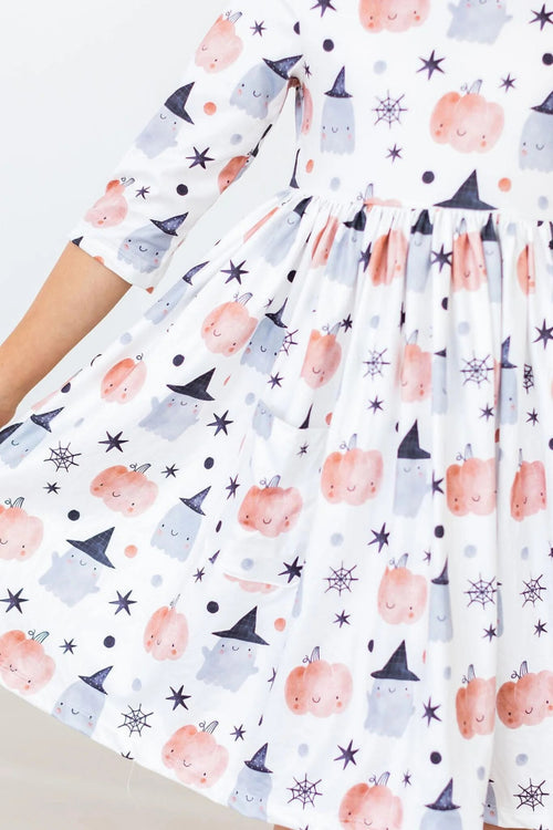 Mila & Rose Peek-A-Boo 3/4 Sleeve Pocket Twirl Dress