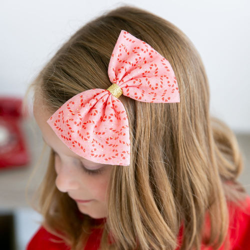 Sweet Wink Candy Cane Christmas Bow Clip