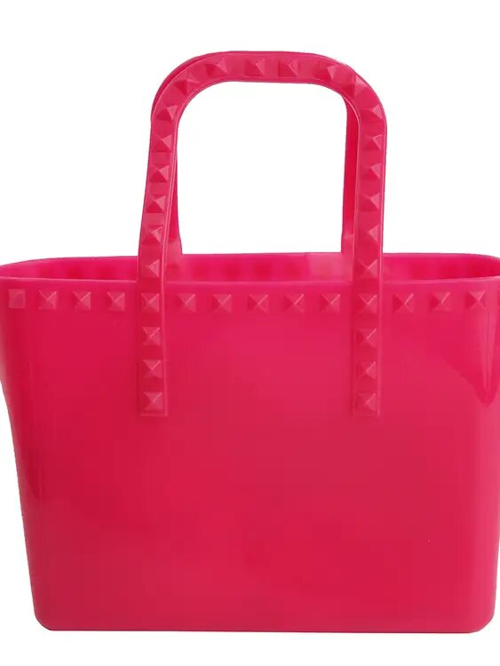 Sparkle Sisters Small Studded Jelly Tote - Hot Pink