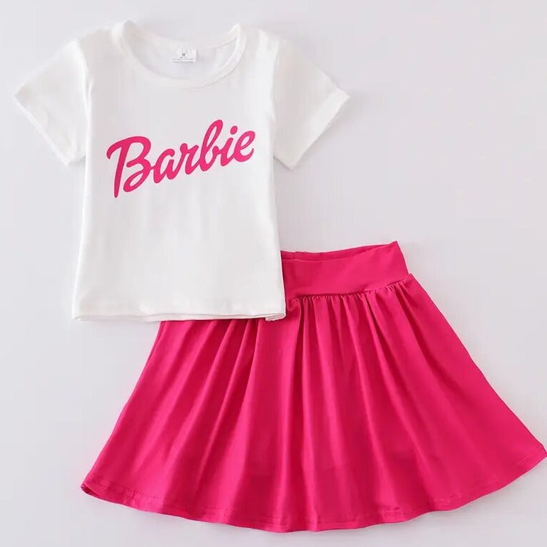 White Barbie Girl Skirt Set