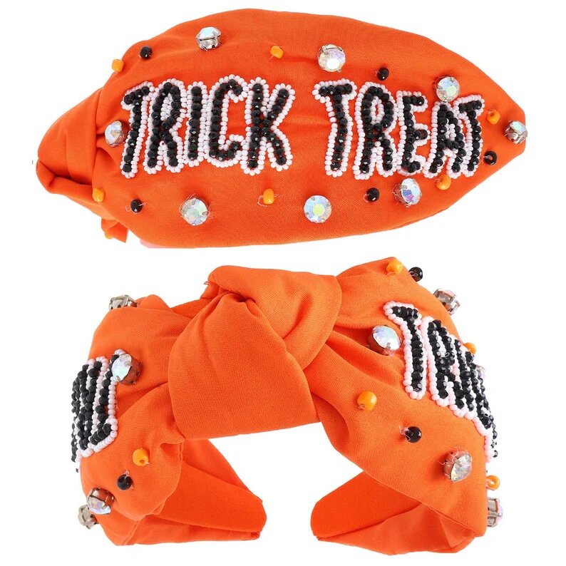 Trick or Treat Bead Headband - Orange