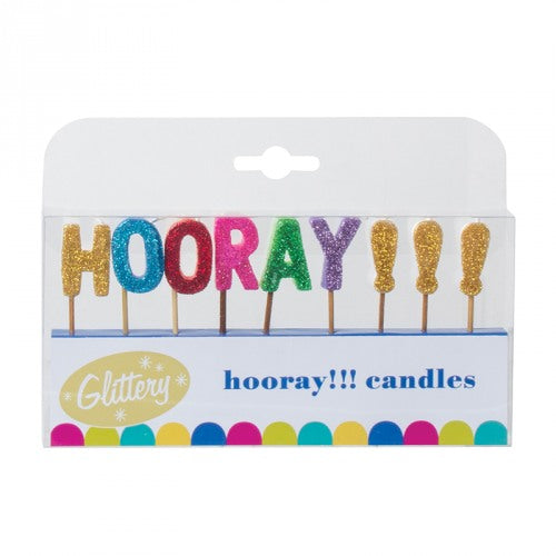 Hooray Glitter Letter Candle Set
