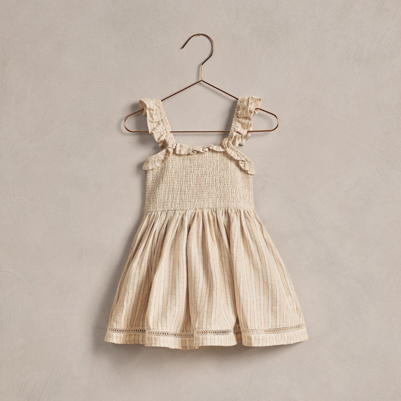 Noralee Birdie Dress - Ecru / Cafe Stripe