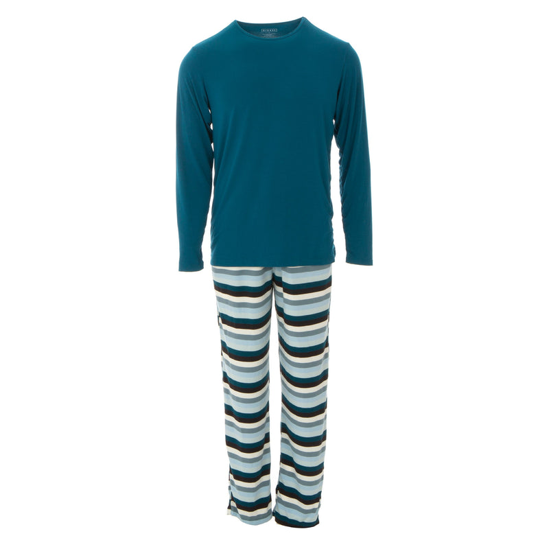 Kickee Pants Men's Print Long Sleeve Pajama Set - Meteorology Stripe
