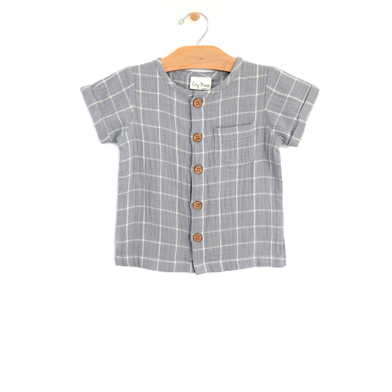 City Mouse Woven Button Down Tee - Windowpane