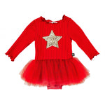 Petite Hailey Baby PH LS Star Tutu Onesie - Red