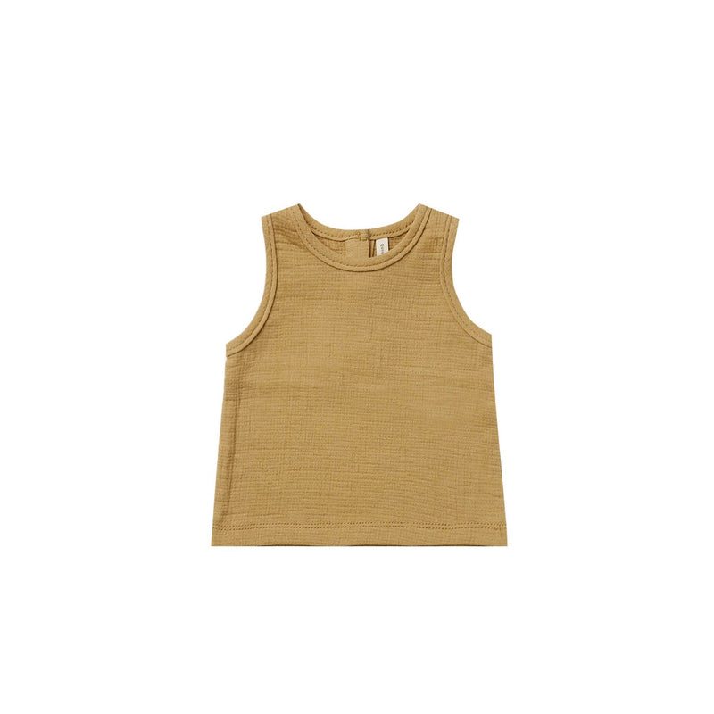Quincy Mae Woven Tank - Gold