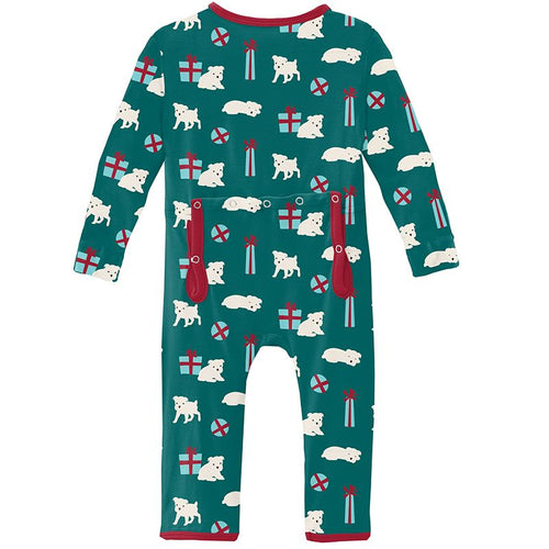 Kickee Pants Coverall with Zipper - Cedar Puppies and Presents