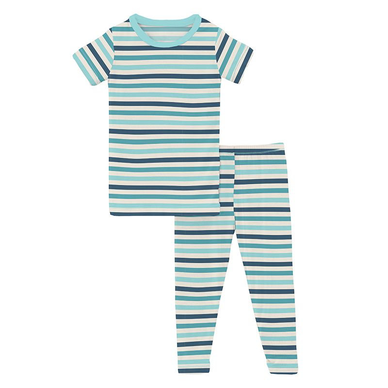 Kickee Pants Print Short Sleeve Pajama Set - Cruisin' Stripe
