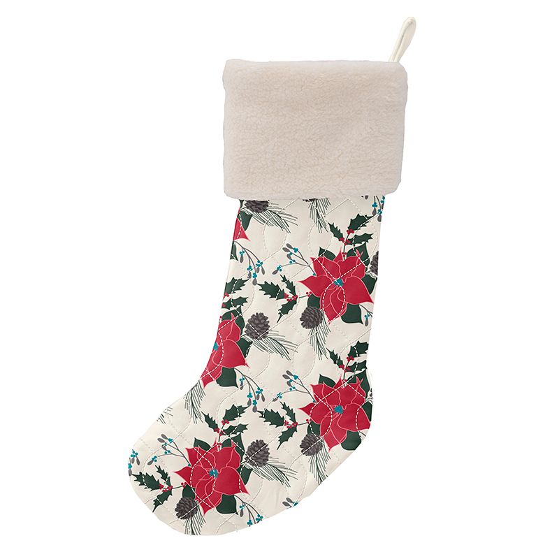 Kickee Pants Quilted Stocking - Christmas Floral / Strawberry Candy Cane Stripe