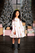 Rock Your Baby Pink Santa Long Sleeve Waisted Dress