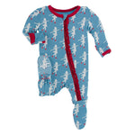 Kickee Pants Print Muffin Ruffle Footie with Zipper - Blue Moon Ice Skater