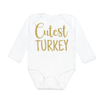 Sweet Wink Cutest Turkey Long Sleeve Bodysuit - White