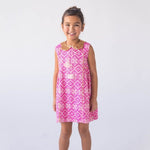 Lali Kids Persimmon Dress - Pink Jaquard with Gold Detail