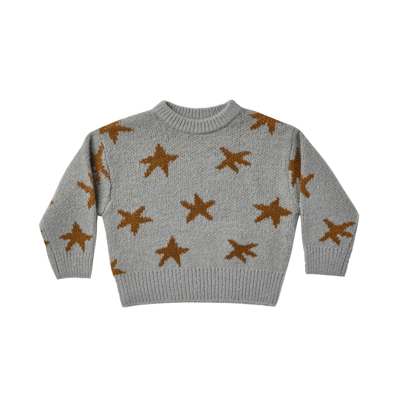 Rylee + Cru Knit Pullover - Dusty Blue Stars
