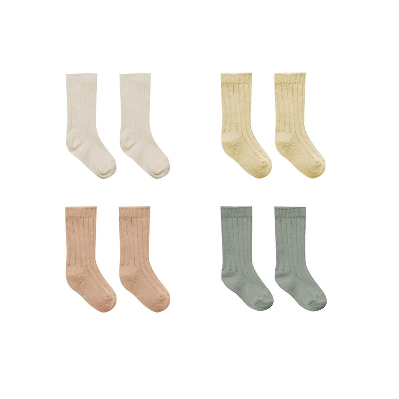 Quincy Mae Socks Set of 4 - Natural, Yellow, Apricot, Sea Green
