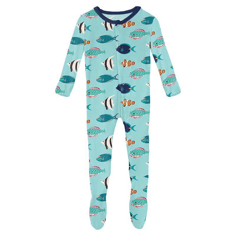 Kickee Pants Footie with Snaps - Tropical Fish