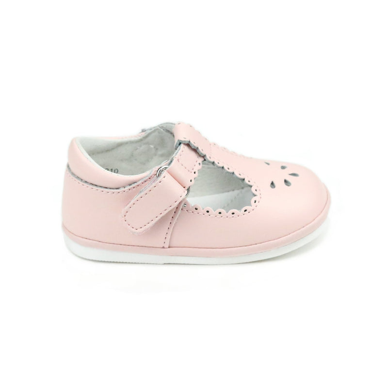L'amour Angel Dottie Scalloped T-Strap Mary Jane - Pink