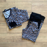 Women's Henley Top - Leah Leopard Gray