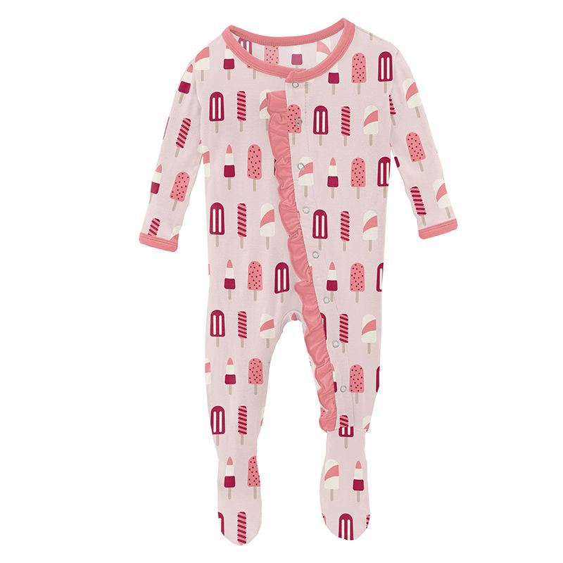 Kickee Pants Classic Ruffle Footie with Snaps - Macaroon Popsicles