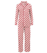 Kickee Pants Women's Collared Pajama Set - Strawberry Candy Cane Stripe