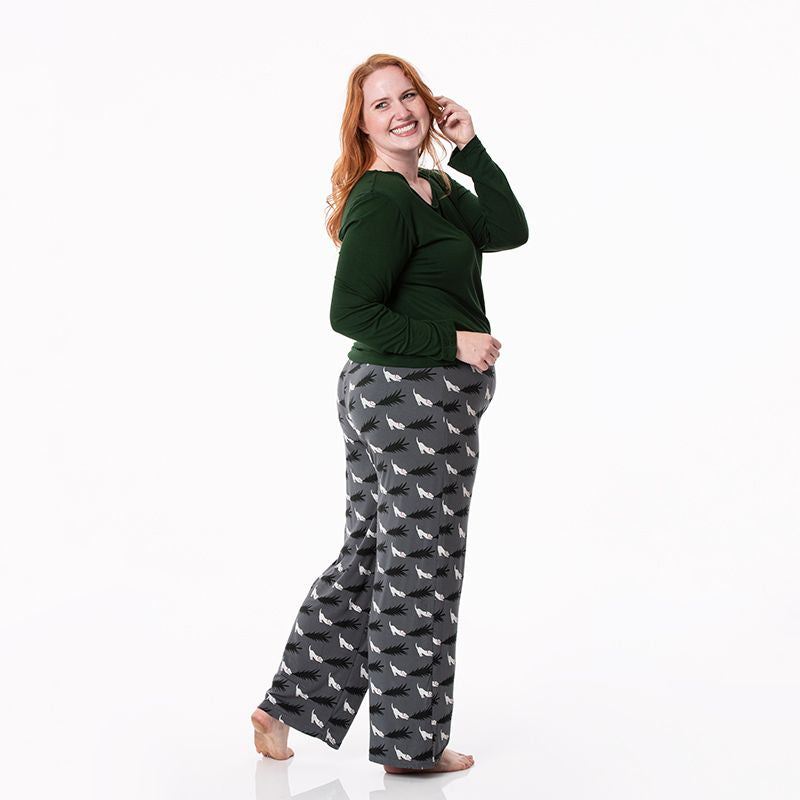 Kickee Pants Women's Loosey Goosey Pajama Set - Pewter Christmas Tree Drag
