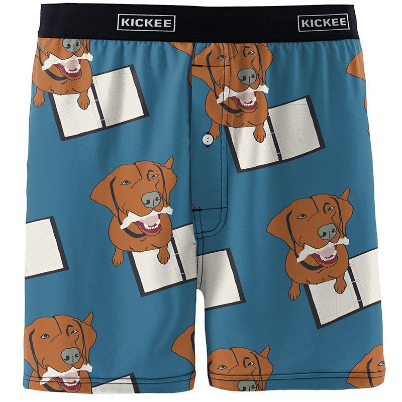 Kickee Pants Men's Boxer Short - Cerulean Blue Dog Ate My Homework