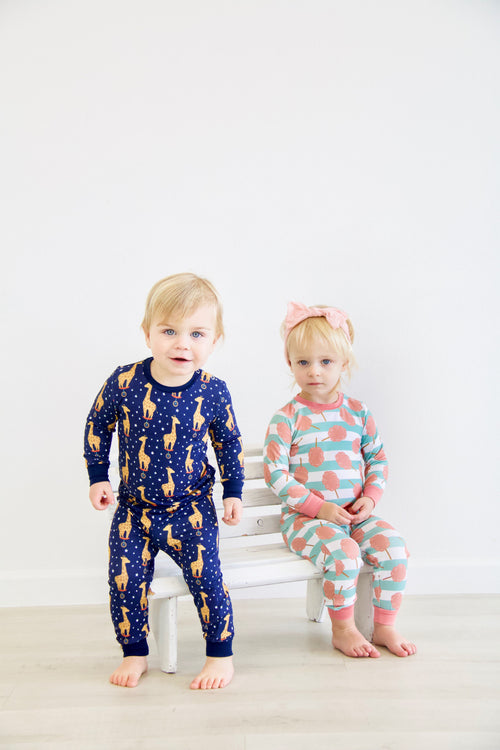 Kozi & Co Big Kid Long Sleeve Pajama Set - Cotton Candy Stripe