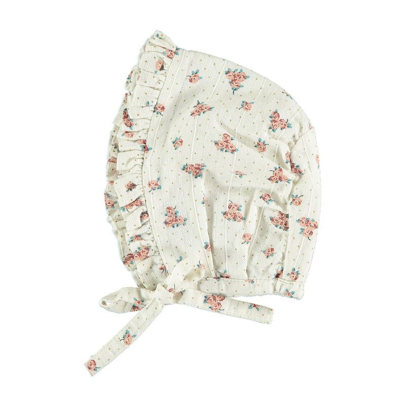 Tocoto Vintage Flower Bonnet - Off White
