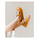 L'Amour Angie Scalloped T-Strap Mary Jane - Mustard