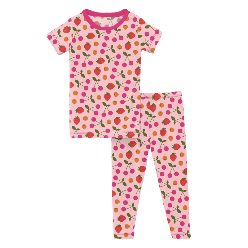 Kickee Pants Short Sleeve Pajama Set Lotus Berries