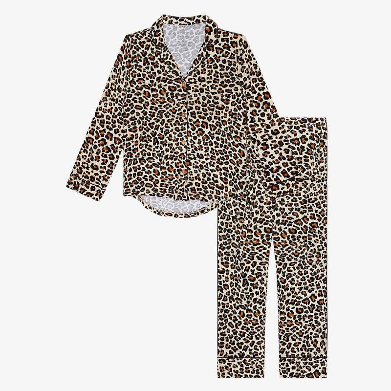Posh Peanut Women's Pajama Set - Lana Leopard Tan