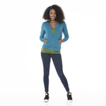 Kickee Pants Solid Women's Fleece Zip-Front Hoodie - Heritage Blue