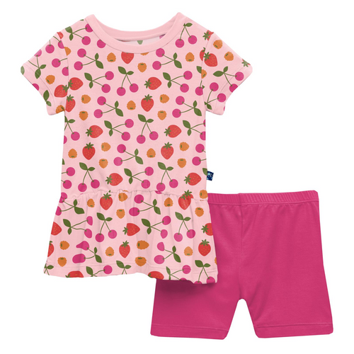 Kickee Pants Short Sleeve Playtime Outfit Set - Lotus Berries