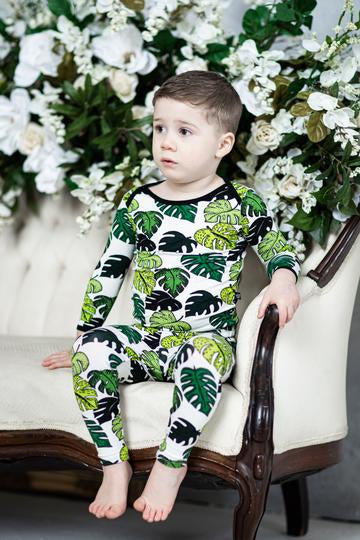 Peregrine Kidswear Two Piece Pajama Set - Palm Leaves