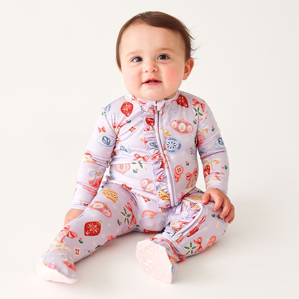 Posh Peanut Footie with Ruffles Holly – Casp Baby Mommy Me