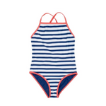 Feather 4 Arrow Beach Babe Cross-Back Swimsuit - Navy/White