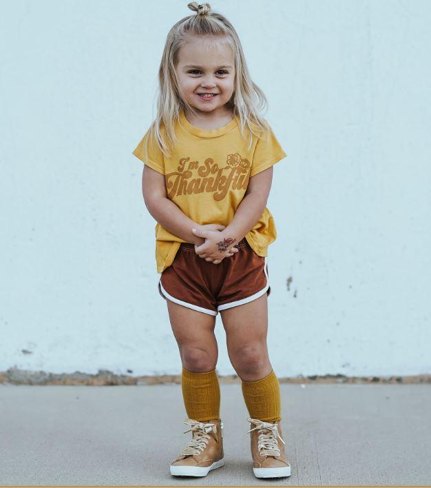 Tiny Whales I'm So Thankful Tee - Vintage Gold