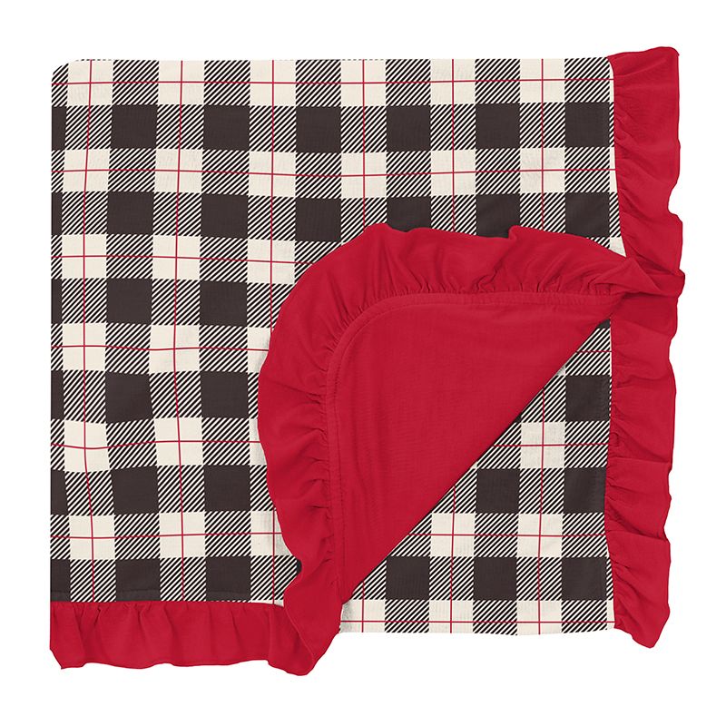 Kickee Pants Ruffle Toddler Blanket - Midnight Holiday Plaid