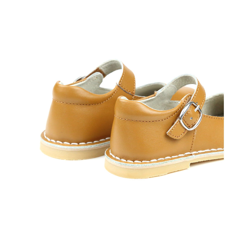 L'amour Grace Leather Stitch Down School Mary Jane - Honey
