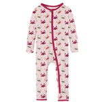 Kickee Pants Coverall with Zipper - Macaroon Crabs